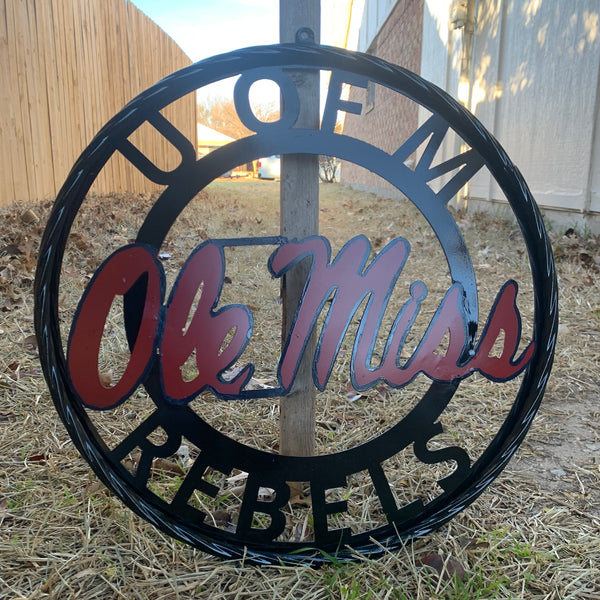 OLE MISS REBELS MISSISSIPPI METAL CUSTOM VINTAGE CRAFT TEAM SIGN HANDMADE