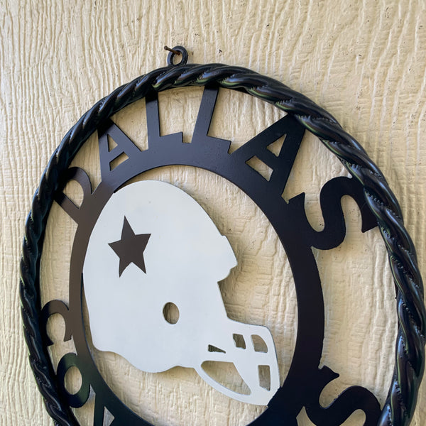 12", 18", 24", 32" DALLAS COWBOYS HELMET SIGN NAVY BLUE & WHITE METAL CUSTOM VINTAGE CRAFT WALL ART TEAM SIGN HANDMADE