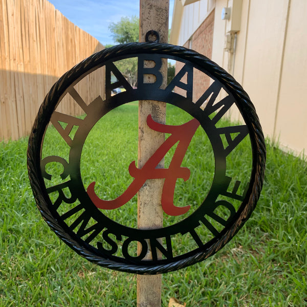 12" ALABAMA CRIMSON TIDE CUSTOM METAL VINTAGE CRAFT WALL ART TEAM SIGN