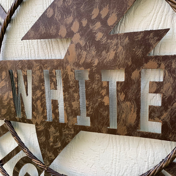 CUSTOM NAME LIGHTNIN HORSE SIGN RAW METAL BARN ROPE RING WESTERN HOME DECOR HANDMADE 24",32",36"