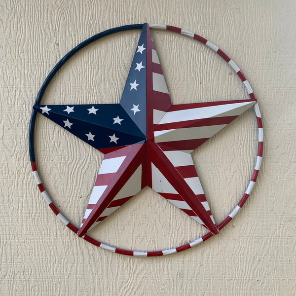 PEACE STAR METAL RED WHT BLUE STAR WESTERN HOME DECOR HANDMADE 12",16",24",32"36",38",40",48"