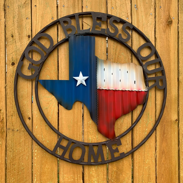 24" WAVY GOD BLESS PUR HOME STATE OF TEXAS METAL CRAFT SIN WESTERN HOME DECOR HANDMADE NEW