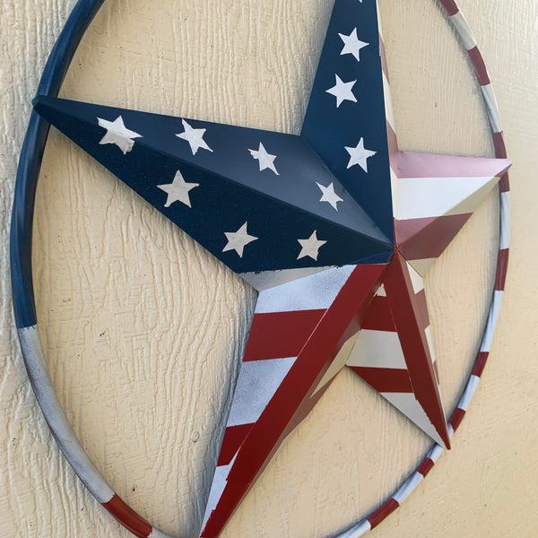 PEACE STAR SIGN METAL RED WHT BLUE STAR WESTERN HOME DECOR HANDMADE 12",16",24",32"36",38",40",48"