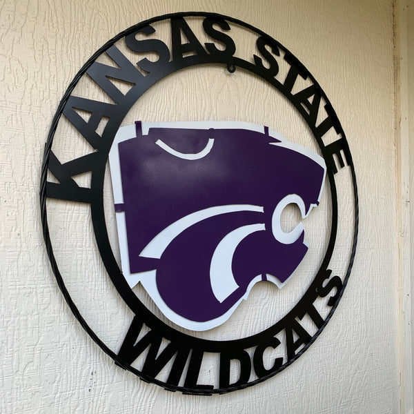 12", 18", 24", 32" KANSAS STATE WILDCATS  YMETAL CUSTOM VINTAGE CRAFT WALL ART TEAM SIGN HANDMADE