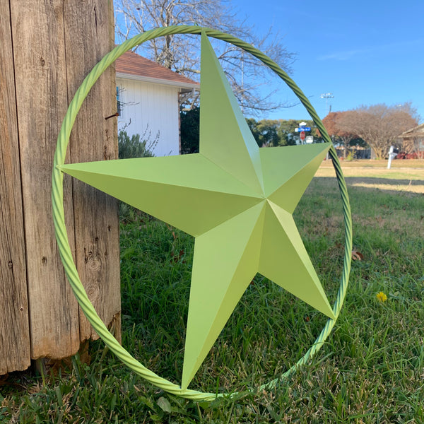 APPLE GREEN BARN STAR METAL LONESTAR TWISTED ROPE RING WESTERN HOME DECOR HANDMADE #EH10836