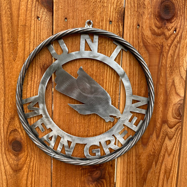 12", 18", 24", 32" UNT MEAN GREEN RAW METAL CUSTOM VINTAGE CRAFT WALL ART TEAM SIGN HANDMADE