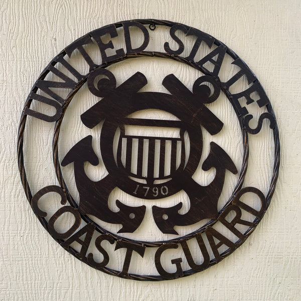 24" USA COAST GUARD MILITARY METAL WALL ART DECOR VINTAGE RUSTIC BRONZE WESTERN HOME DECOR NEW