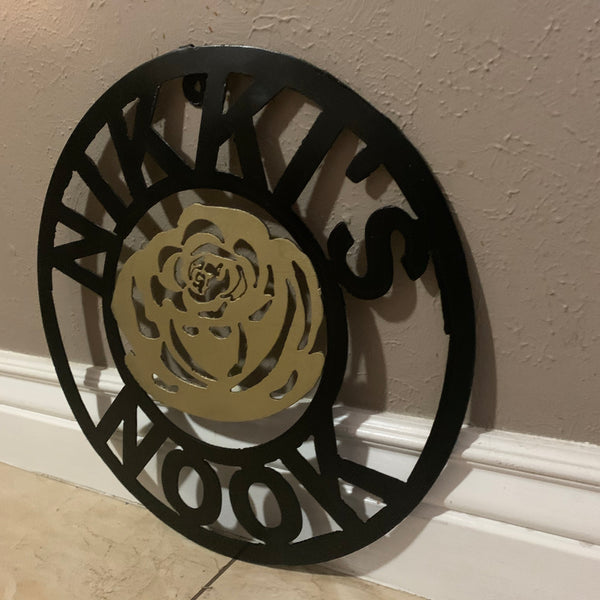 CUSTOM NAME GOLD FLOWER VALENTINE'S LASERCUT METAL SIGN WESTERN HOME DECOR CUSTOM SIGN