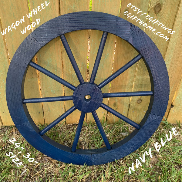 16",24",30" WAGON WHEEL BARN WOOD NAVY BLUE WESTERN HOME DECOR