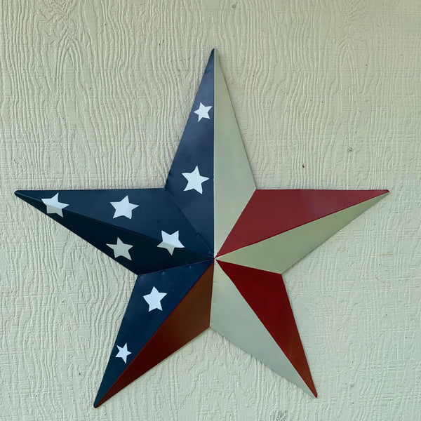 12",16",24",30",36" USA AMERICAN FLAG STAR STYLE #1 RED WHITE & BLUE METAL BARN STAR WALL ART HANDMADE STYLE# 1