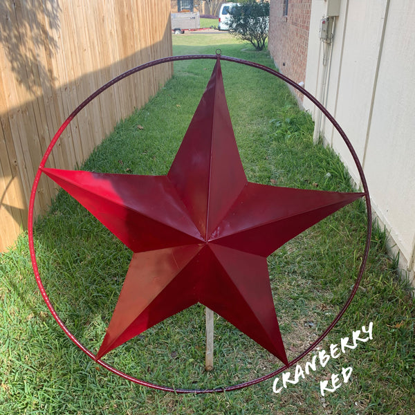 24",32",36" CRANBERRY RED STAR BARN METAL LONESTAR TWISTED ROPE RING WALL ART WESTERN HOME DECOR BRAND NEW