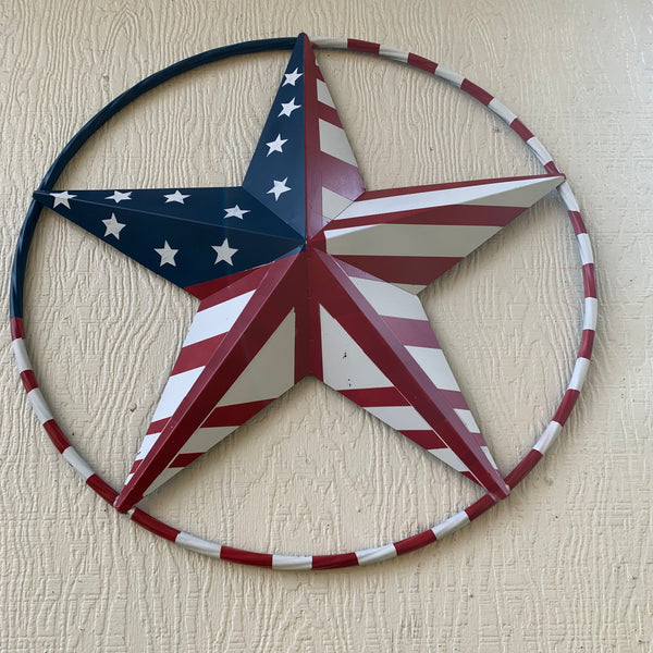 PEACE STAR METAL RED WHT BLUE STAR WESTERN HOME DECOR HANDMADE 12",16",24",32"36",38",40",48"