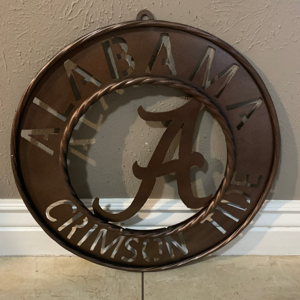 ALABAMA CRIMSON TIDE WIDE BAND RING CUSTOM METAL VINTAGE CRAFT TEAM SIGN HANDMADE