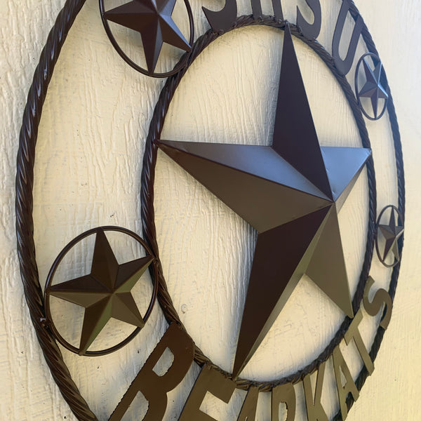 24",32" SHSU SAM HOUSTON BEARKATS RUSTIC DARK BROWN METAL CUSTOM VINTAGE CRAFT RUSTIC BROWN TEAM STAR HANDMADE