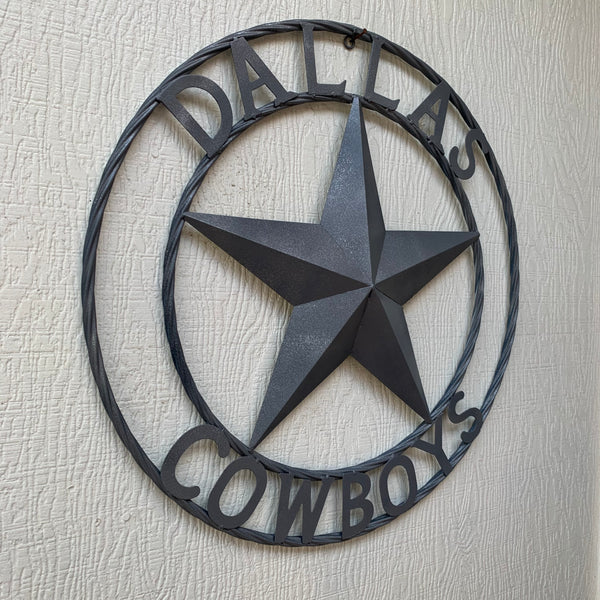 DALLAS COWBOYS RUSTIC GREY BARN LONE STAR CUSTOM METAL VINTAGE STAR WESTERN HOME DECOR