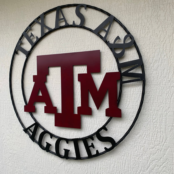 GIGEM AGGIES METAL CUSTOM VINTAGE CRAFT TEAM SIGN HANDMADE