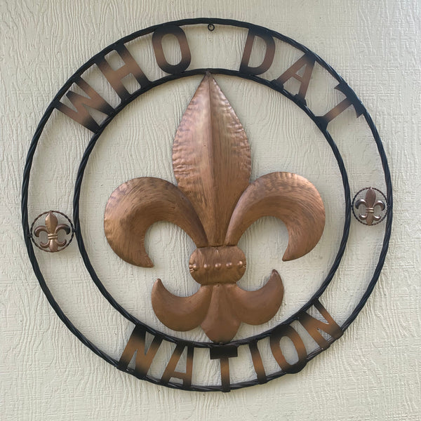 18", 24", 32" 36" WHO DAT NATION FLEUR DE LIS METAL WALL ART WESTERN HOME DECOR NEW