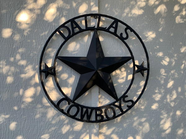DALLAS COWBOYS RUSTIC BLACK BARN STAR CUSTOM METAL VINTAGE LONE STAR WESTERN HOME DECOR HANDMADE #EH12204