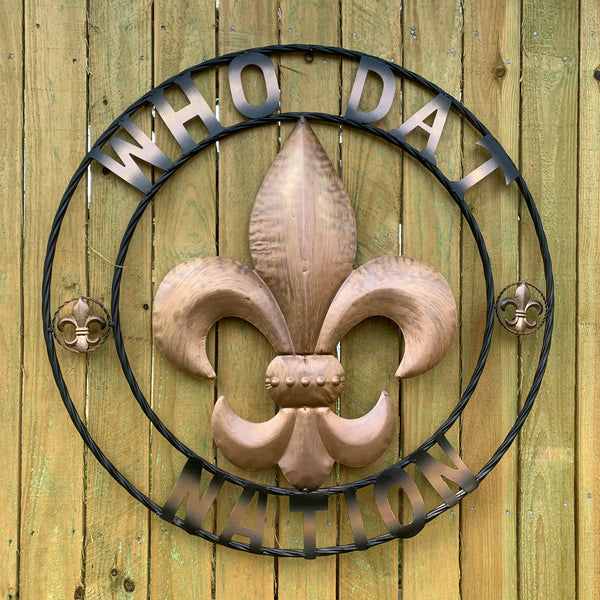 18", 24", 32" 36" WHO DAT NATION FLEUR DE LIS METAL WALL ART WESTERN HOME DECOR NEW