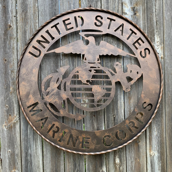 #EH10851 24" UNITED STATES MARINE CORPS MILITARY LASERCUT METAL WALL ART SIGN WESTERN HOME DECOR HANDMADE BRONZE