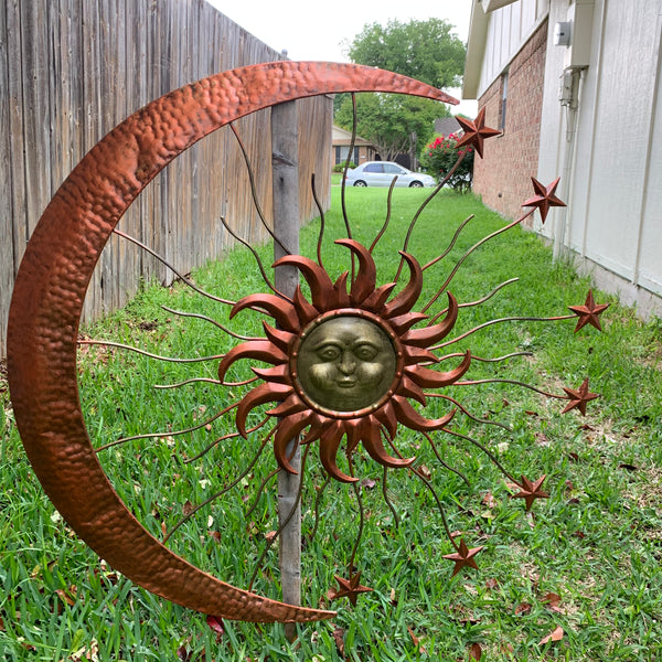 36" SUN MOON STARS METAL WALL WESTERN HOME DECOR NEW