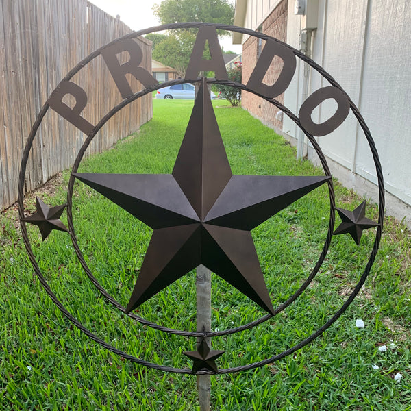 KOLET FAMILY STYLE YOUR CUSTOM FAMILY NAME STAR METAL BARN STAR ROPE RING KOLET FAMILY WESTERN HOME DECOR VINTAGE RUSTIC BROWN NEW HANDMADE 24",32",34",36",40",42",44",46",50"