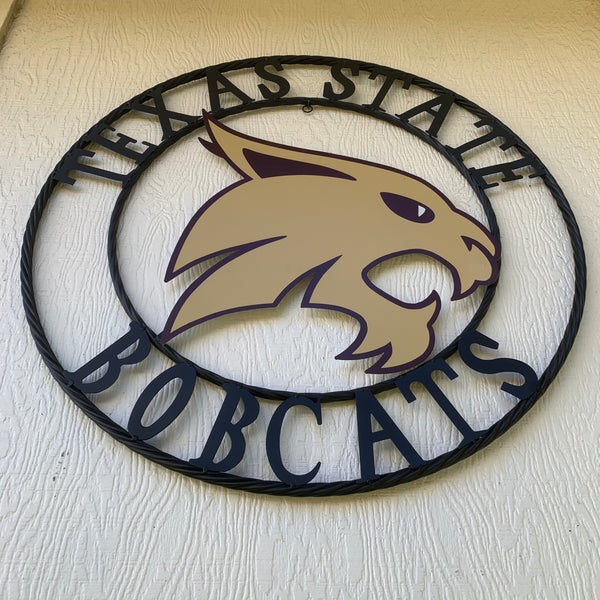 12",18",24",32",36" TEXAS STATE BOBCATS CUSTOM METAL VINTAGE CRAFT TEAM SIGN WESTERN HOME DECOR HANDMADE