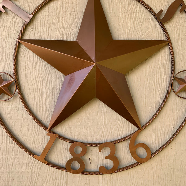 24", 32",36",40" TEXAS 1836 HAMMERED COPPER  BARN STAR METAL WALL WESTERN HOME DECOR RED WHITE BLUE ART