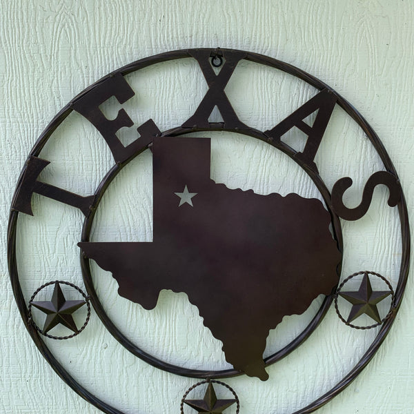 24" State of Texas Map Metal Wall Art Western Home Decor Vintage Rustic Bronze Copper New