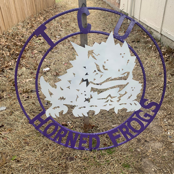 12",18",24",32",36" TCU HORNED FROGS CUSTOM METAL VINTAGE CRAFT TEAM SIGN HANDMADE