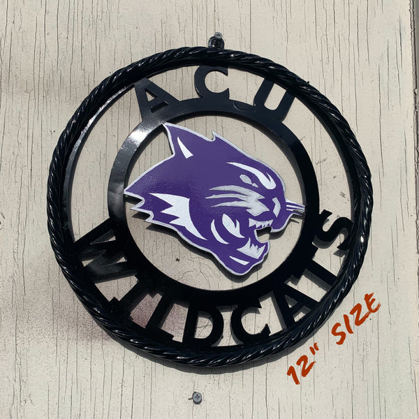 ACU WILDCATS ABILENE CHRISTIAN UNIVERSITY CUSTOM METAL VINTAGE CRAFT TEAM SIGN SCULPTURE HANDMADE