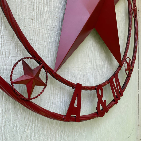 TEXAS A&M BURGUNDY RED BARN LONE STAR METAL CUSTOM VINTAGE CRAFT TEAM STAR WESTERN HOME DECOR HANDMADE SIZE:24",32",36",40",42",44",46",50"