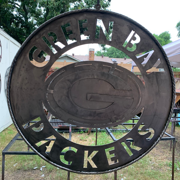 12",18",24",32",36" RAW METAL GREEN BAY PACKERS DISC CUSTOM METAL VINTAGE CRAFT TEAM SPORTS SIGN HANDMADE