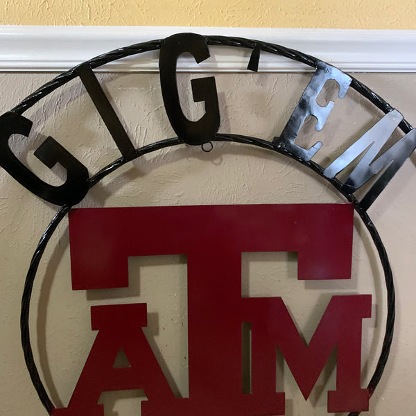 GIGEM AGGIES METAL CUSTOM VINTAGE CRAFT TEAM SIGN HANDMADE