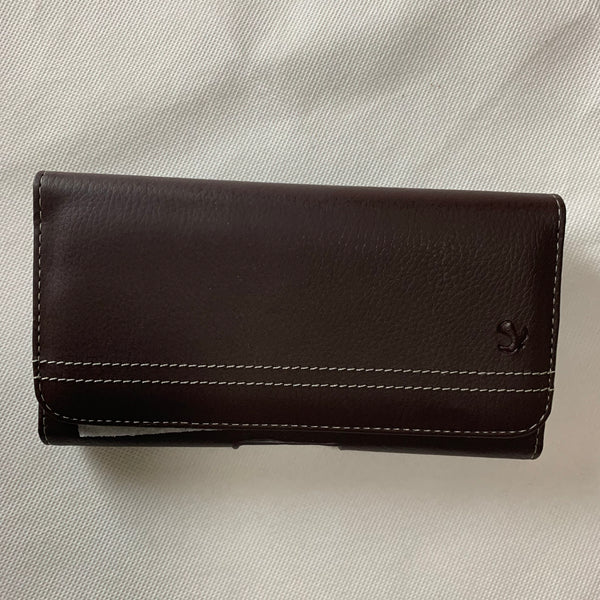 LU20 6.6" LUXMO COFFEE BROWN LEATHER EXTRA LARGE POUCH BELT LOOP HOLSTER CELL PHONE CASE UNIVERSAL OVERSIZE