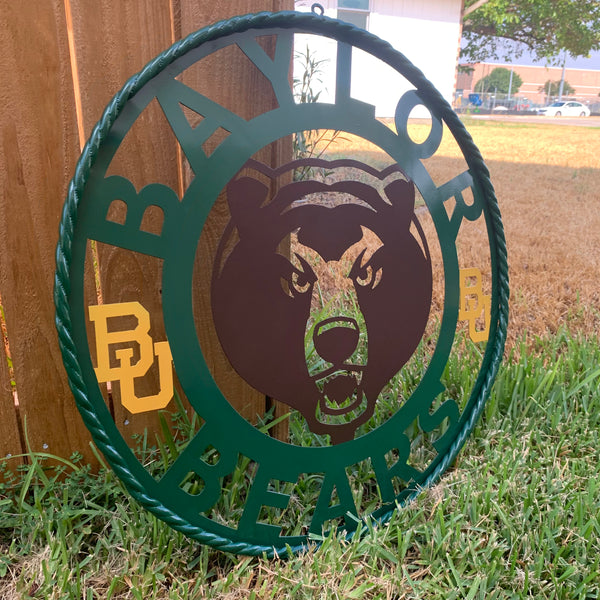 12", 18", 24", 32" BAYLOR BEARS BROWN FACE CUSTOM METAL VINTAGE TEAM SIGN WALL ART WESTERN HOME DECOR