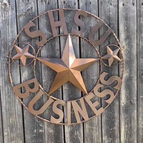 24",32" SHSU SAM HOUSTON BEARKATS BUSINESS RUSTIC BRONZE COPPER METAL CUSTOM VINTAGE CRAFT RUSTIC BLACK TEAM STAR HANDMADE