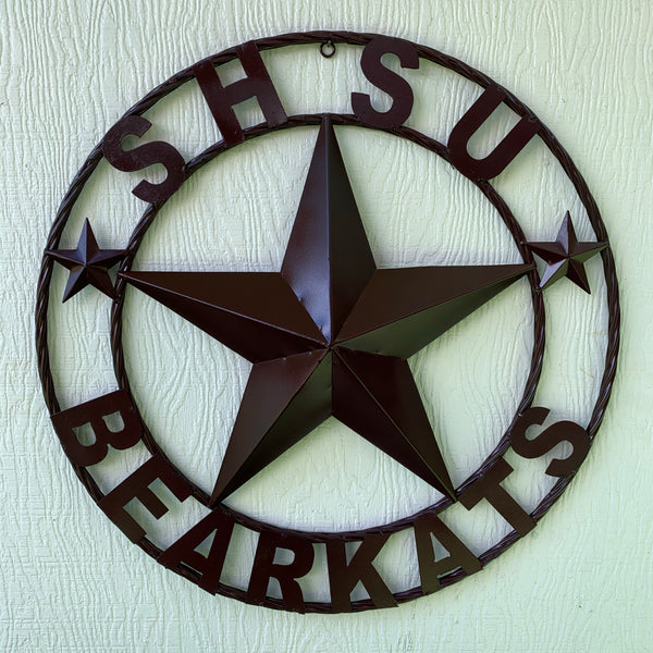 24",32" SHSU SAM HOUSTON BEARKATS RUSTIC DARK BROWN METAL CUSTOM VINTAGE CRAFT RUSTIC BROWN TEAM STAR HANDMADE