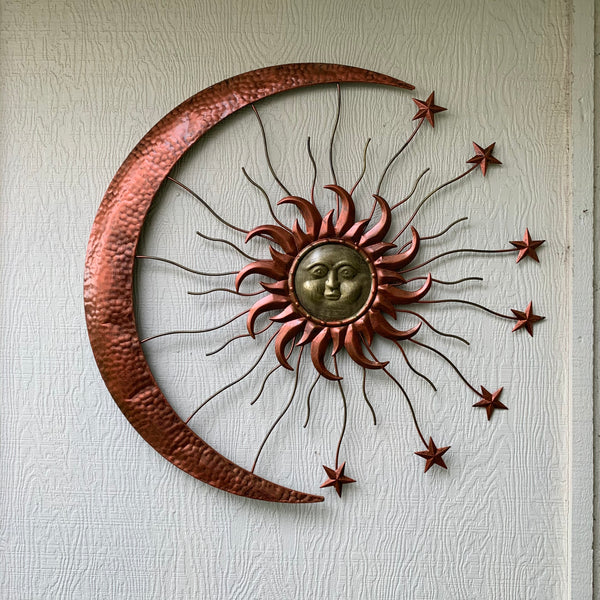 36" SUN MOON STARS METAL WALL WESTERN HOME DECOR NEW