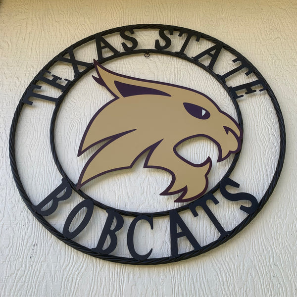 12",18",24",32",36" TEXAS STATE BOBCATS CUSTOM METAL VINTAGE CRAFT TEAM SIGN WESTERN HOME DECOR HANDMADE