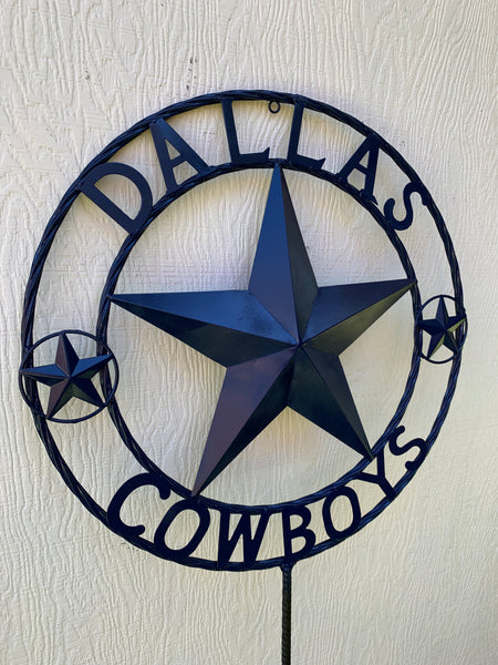 24" STAR & 34" STAKE DALLAS COWBOYS DECOR METAL ART WESTERN HOME WALL DECOR ALL NAVY BLUE STAR WITH 34" STAKE