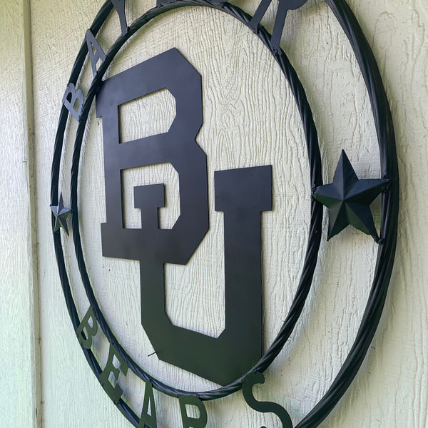 12", 18", 24", 32" BAYLOR BEARS CUSTOM BLACK METAL VINTAGE CRAFT SIGN WALL ART HANDMADE