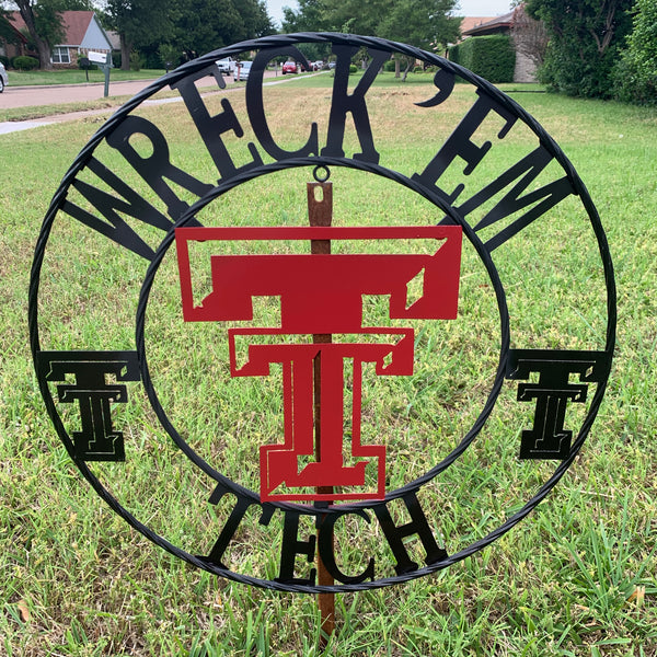 12", 18", 24", 32" WRECKEM TEXAS TECH METAL CUSTOM VINTAGE CRAFT TEAM SIGN HANDMADE