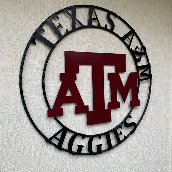 TEXAS A&M, GIGEM AGGIES THUMBS UP METAL CUSTOM VINTAGE CRAFT TEAM SIGN HANDMADE
