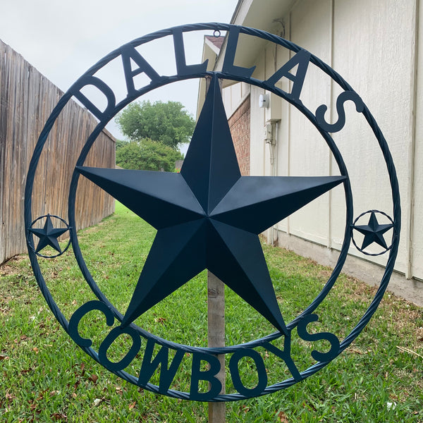 DALLAS COWBOYS NAVY BLUE BARN STAR METAL LONE STAR WESTERN HOME DECOR HANDMADE 24",32",36",40",42",44",46",50"