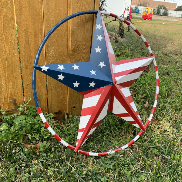 PEACE STAR METAL RED WHT BLUE STAR WESTERN HOME DECOR HANDMADE 12",16",24",32"36",38",40",48"