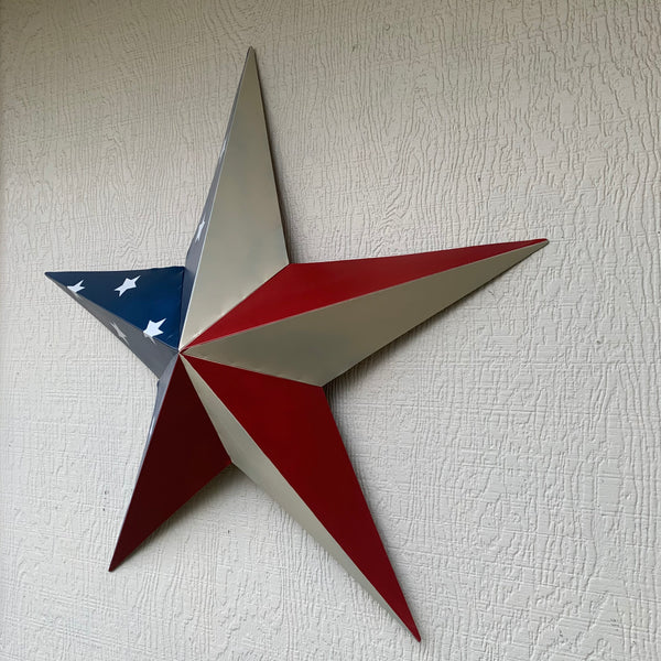 12",16",24",30",36" USA AMERICAN FLAG STAR STYLE #1 RED WHITE & BLUE METAL BARN STAR WALL ART HANDMADE STYLE# 1