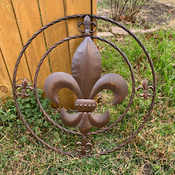 MULTI FLEUR DE LIS METAL WALL ART WESTERN HOME DECOR VINTAGE RUSTIC BROWN ART NEW