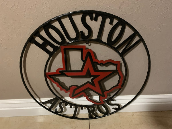 12", 18", 24", 32" HOUSTON ASTROS METAL CUSTOM VINTAGE CRAFT WALL ART TEAM SIGN HANDMADE