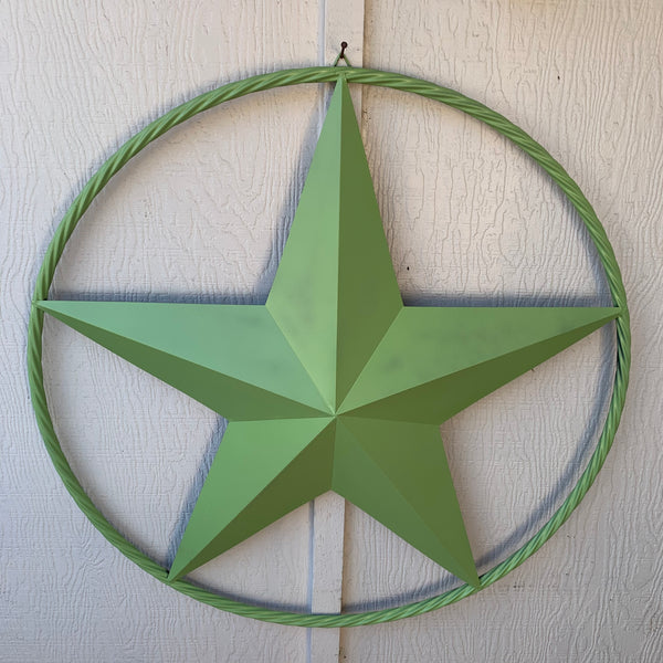 APPLE GREEN BARN STAR METAL LONESTAR TWISTED ROPE RING WESTERN HOME DECOR HANDMADE #EH10836
